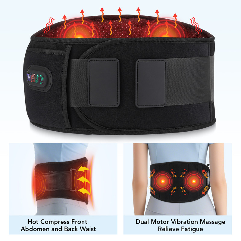 Back Support Belt 3 Levels Red Light Heat Electric Heating Waist Massager With Vibration Hot Compre 0