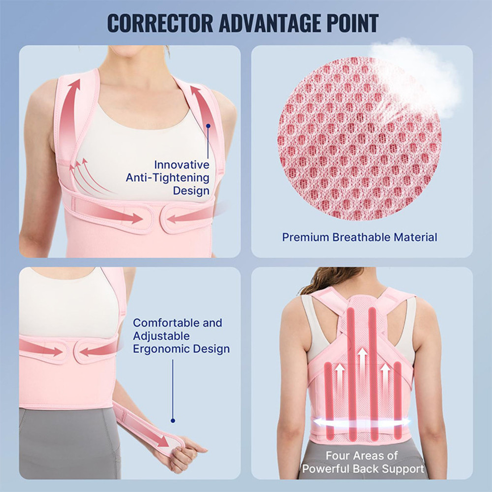 Adjustable Lightweight Back Brace, Posture Corrector for Women and Men, Straightener for Hunchback Scoliosis