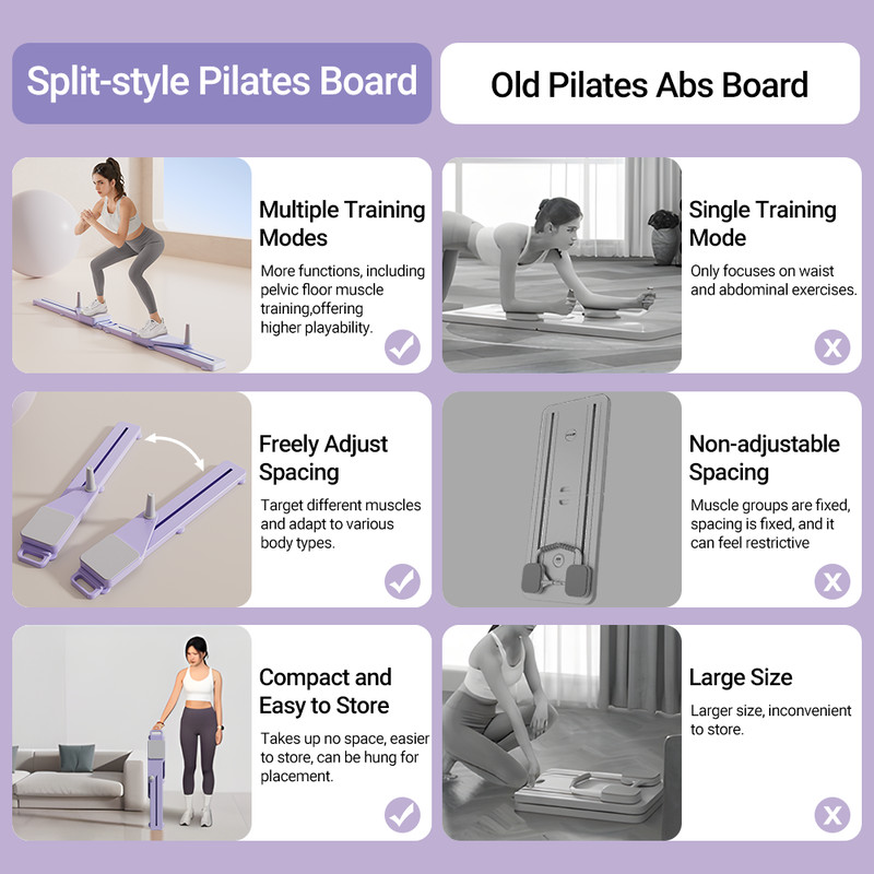 Lightweight Full Body Fitness Split Pilates Reformer 2in1 Abs Ski Board For Home Gym Portable Core 2