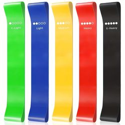 exercise bands set 5pcs, full body fitness bands for legs hips arms stretching, home gym yoga pilates bands