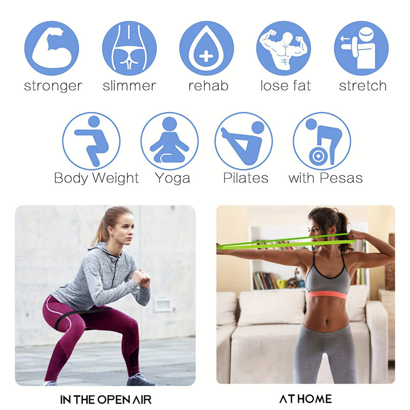 Exercise Bands Set 5Pcs Full Body Fitness Bands For Legs Hips Arms Stretching Home Gym Yoga Pilates 3