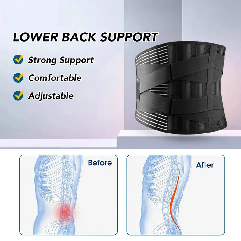 Lower Back Brace Adjustable Lumbar Support Belt Waist Trainer Spine Decompression Antiskid Breathab 1