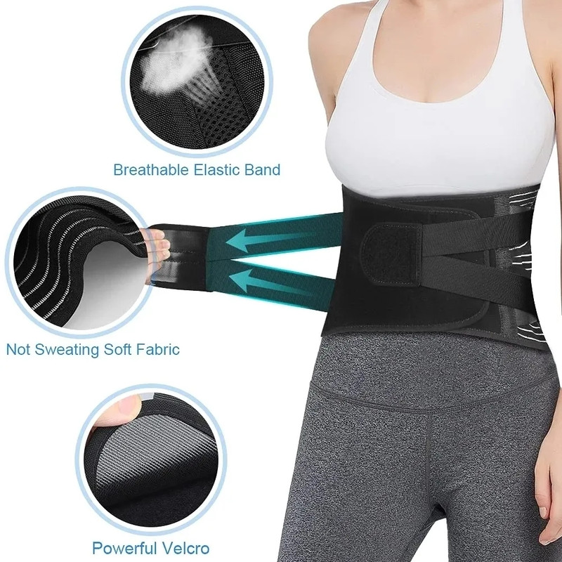 Lower Back Brace Adjustable Lumbar Support Belt Waist Trainer Spine Decompression Antiskid Breathab 0