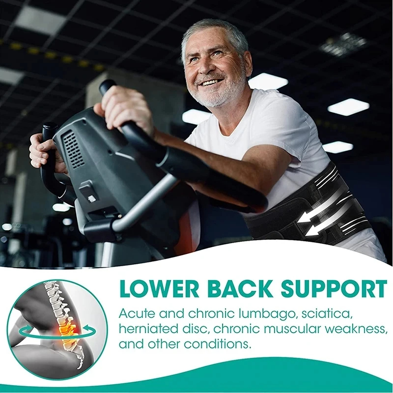 Lower Back Brace Adjustable Lumbar Support Belt Waist Trainer Spine Decompression Antiskid Breathab 2