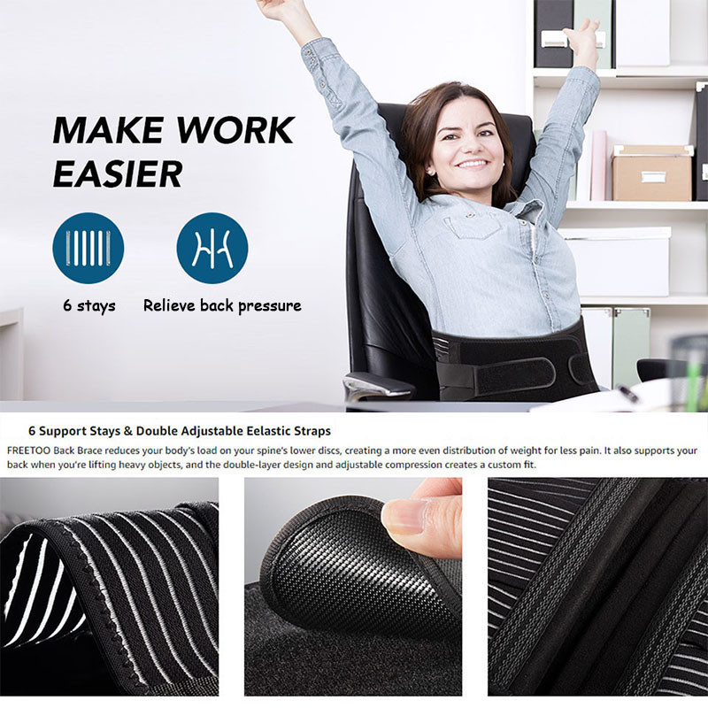 Lower Back Brace Adjustable Lumbar Support Belt Waist Trainer Spine Decompression Antiskid Breathab 4