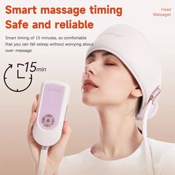 6-zone head massage device, electric head massager with heat, air pressure eye massager, hot compress, music therapy