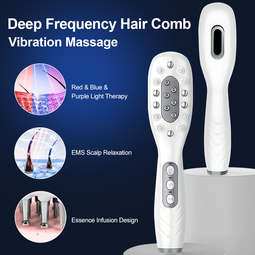 LED Colored Light Hair Comb, Micro Current Massage, Electric Hair Conditioner, Hot Compress, Scalp Care, Radio Frequency