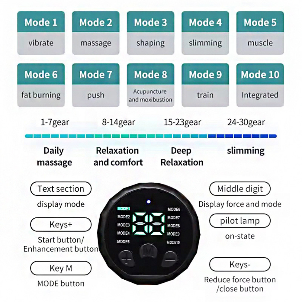 EMS Muscle Stimulator, Smart Muscle Toner, Arm Shaping Trainer, USB Recharge, Weight Loss Massager, Home Gym Fitness