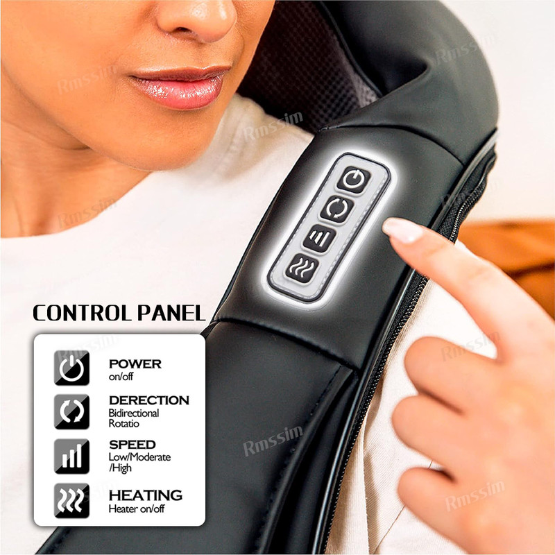 Heated Back Massager for Neck Waist Leg Body, U Shape Deep Kneading Electric Massage Pillow, Shiatsu Neck & Shoulder