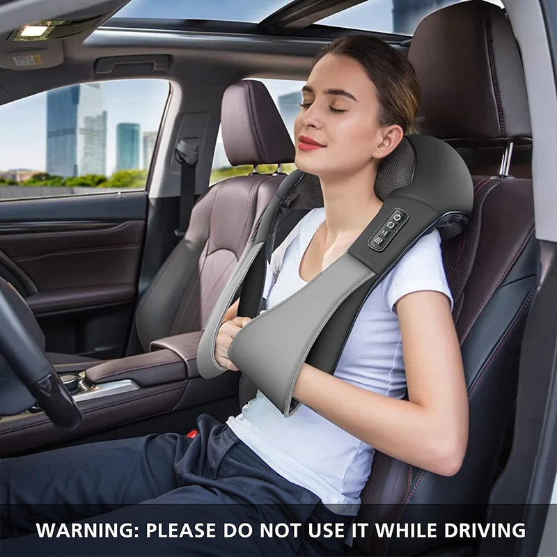 Heated Back Massager for Neck Waist Leg Body, U Shape Deep Kneading Electric Massage Pillow, Shiatsu Neck & Shoulder