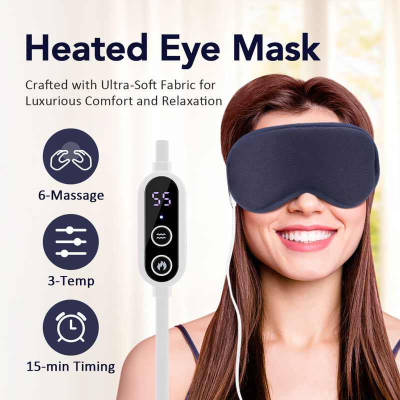 Vibration Heated Eye Mask USB Charging, Relieve Eye Fatigue Warm Sleep Shade, Dry Eyes Massage Eye Mask for Home Office
