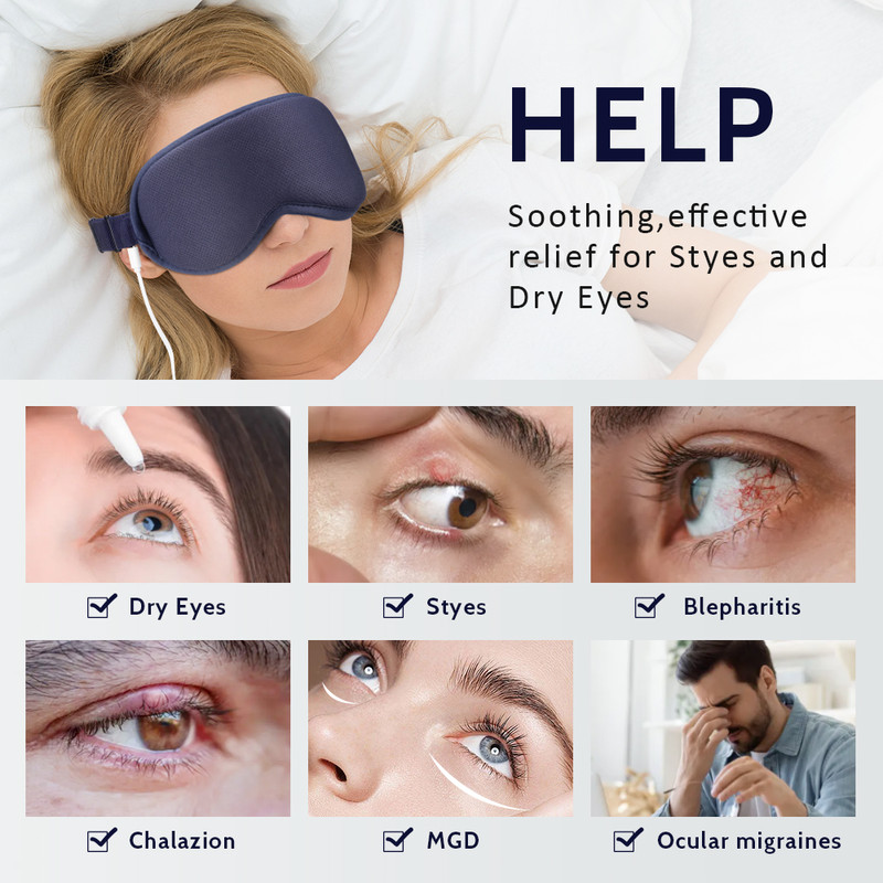 Vibration Heated Eye Mask USB Charging, Relieve Eye Fatigue Warm Sleep Shade, Dry Eyes Massage Eye Mask for Home Office