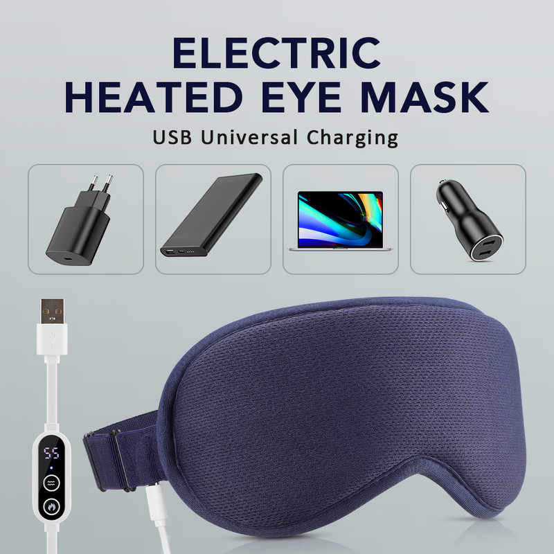 Vibration Heated Eye Mask USB Charging, Relieve Eye Fatigue Warm Sleep Shade, Dry Eyes Massage Eye Mask for Home Office