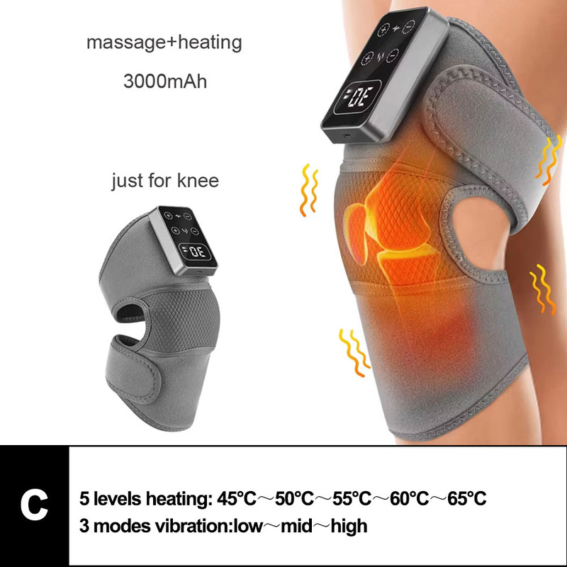 3 in 1 Massager for Shoulder Elbow Hot Compress, Electric Heated Vibration Knee Massage Pad Muscle Relaxation Thermal
