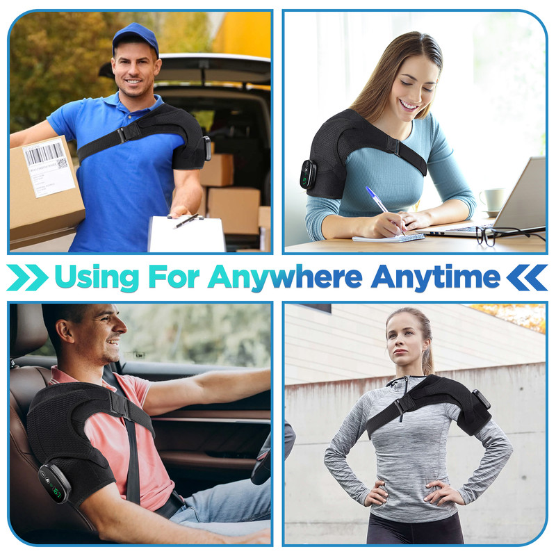 Heated Shoulder Steamer Belt, Smart Vibration Shoulder Massager, Electric Massage Machine with Temp Control