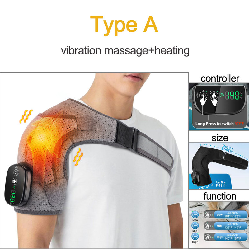 Heated Shoulder Steamer Belt, Smart Vibration Shoulder Massager, Electric Massage Machine with Temp Control