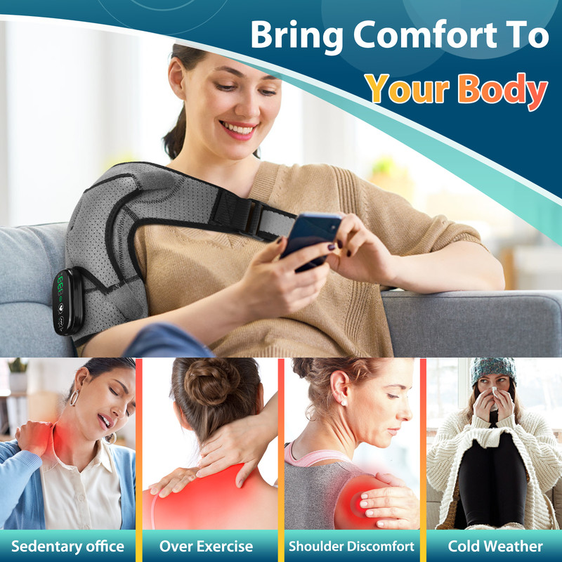 Shoulder Steamer Brace Vibration Heated Pad Electric Heating Support Belt For Shoulder Knee Muscle 3