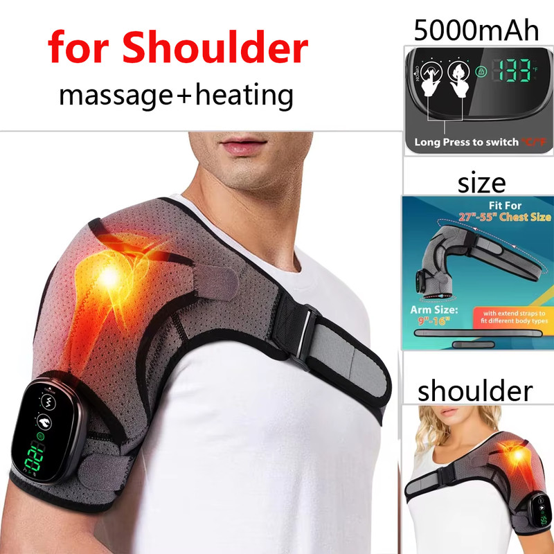 Shoulder Steamer Brace Vibration Heated Pad Electric Heating Support Belt For Shoulder Knee Muscle 8