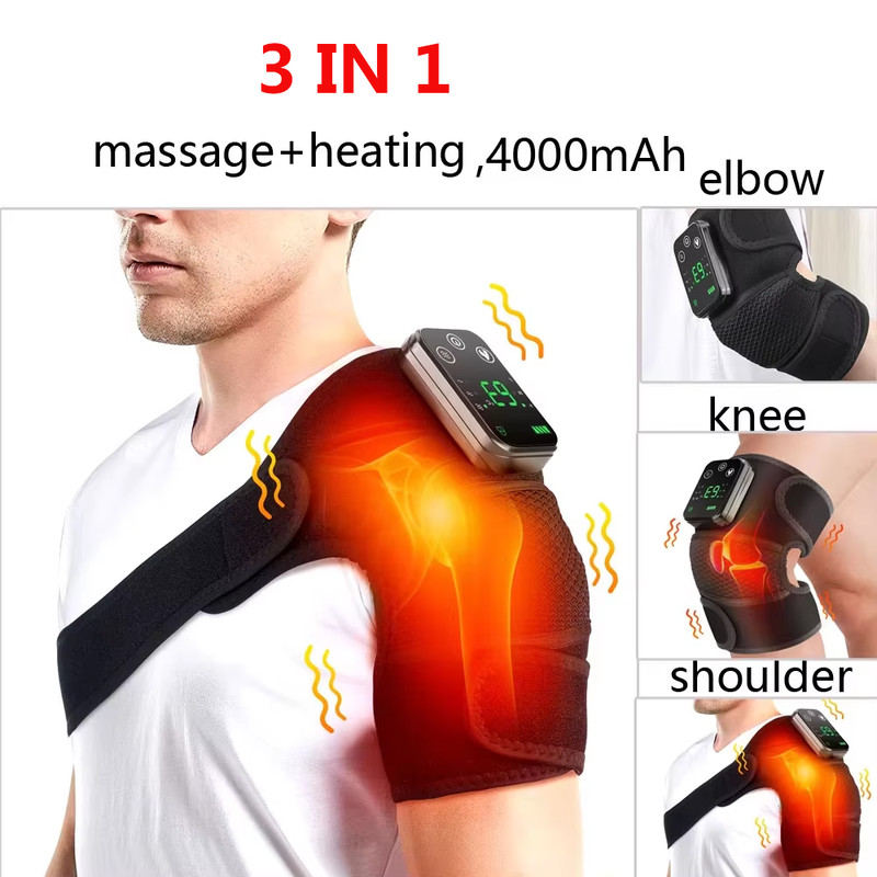 Shoulder Steamer Brace Vibration Heated Pad Electric Heating Support Belt For Shoulder Knee Muscle 7