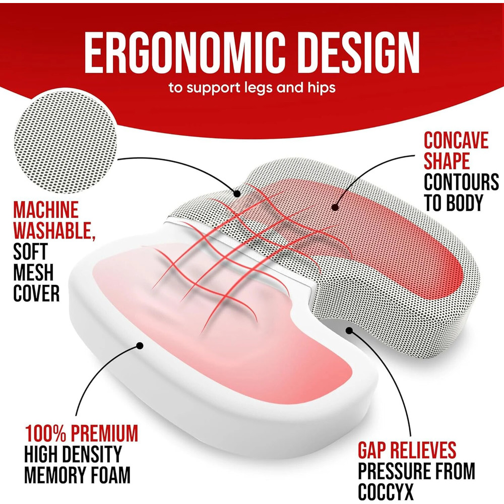 Hemorrhoid Cushion Student Ass Cushion, Ergonomic Memory Cotton, Office Chair Cushion Sedentary Artifact