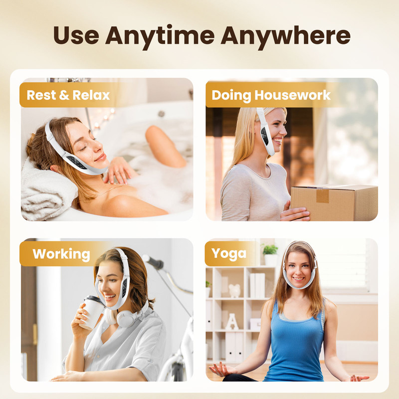 Facial Massager Double Chin Removal, Electric V Face Lifting Device with 6 Modes 8 Levels EMS Micro-current Skin Care