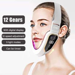 facial lifting device, led photon therapy slimming massager, heated double chin v face vibration