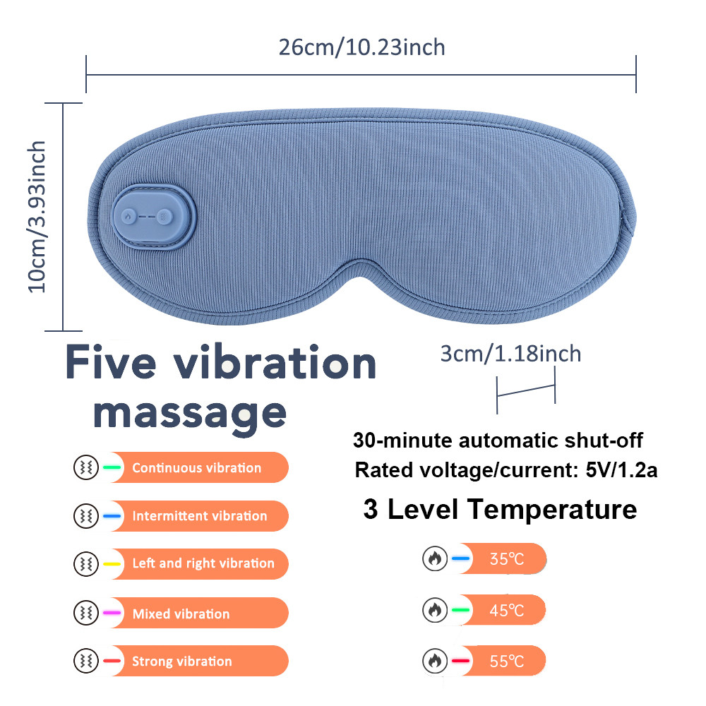Heated Steam Eyemask USB With Remote Control Hot Compress Eye Mask 6Vibration Massage Dry Eyes Reli 7