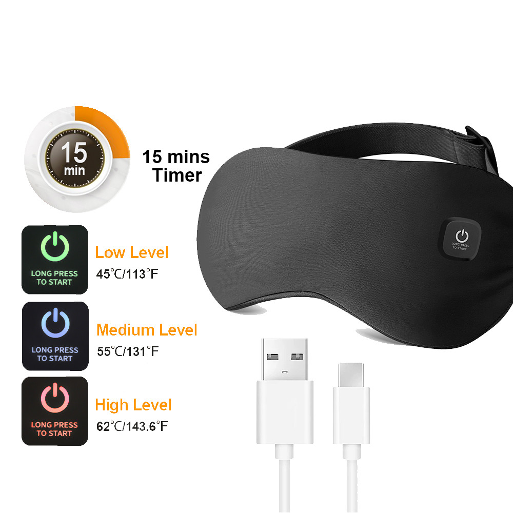 Heated Steam Eyemask USB With Remote Control Hot Compress Eye Mask 6Vibration Massage Dry Eyes Reli 8
