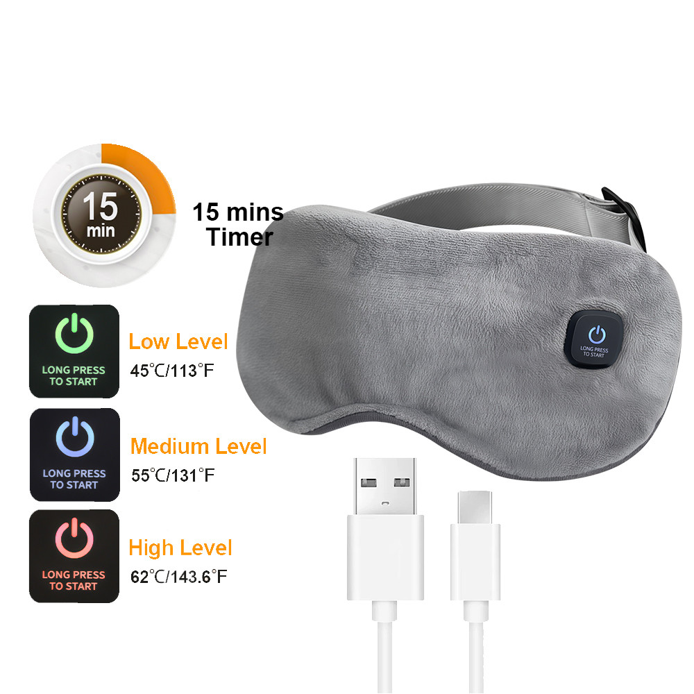 Heated Steam Eyemask USB With Remote Control Hot Compress Eye Mask 6Vibration Massage Dry Eyes Reli 10