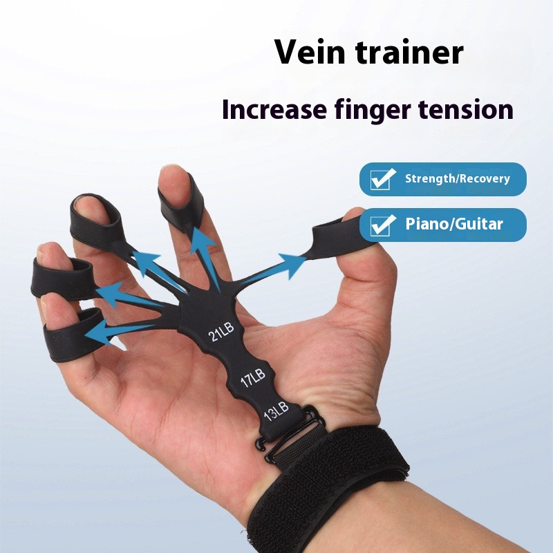 Shooting Corrector, Silicone 5-Finger Finger Trainer, Auxiliary Grip Strength Training Wrist Tension Device