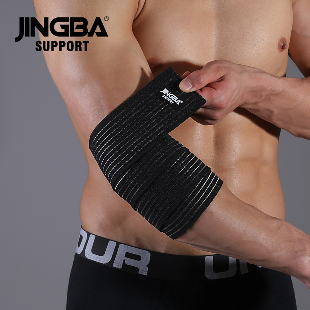 Fitness Bodybuilding Training Support Elbow Pads, Adjustable Elbow Protector with Elastic Straps for Weightlifting