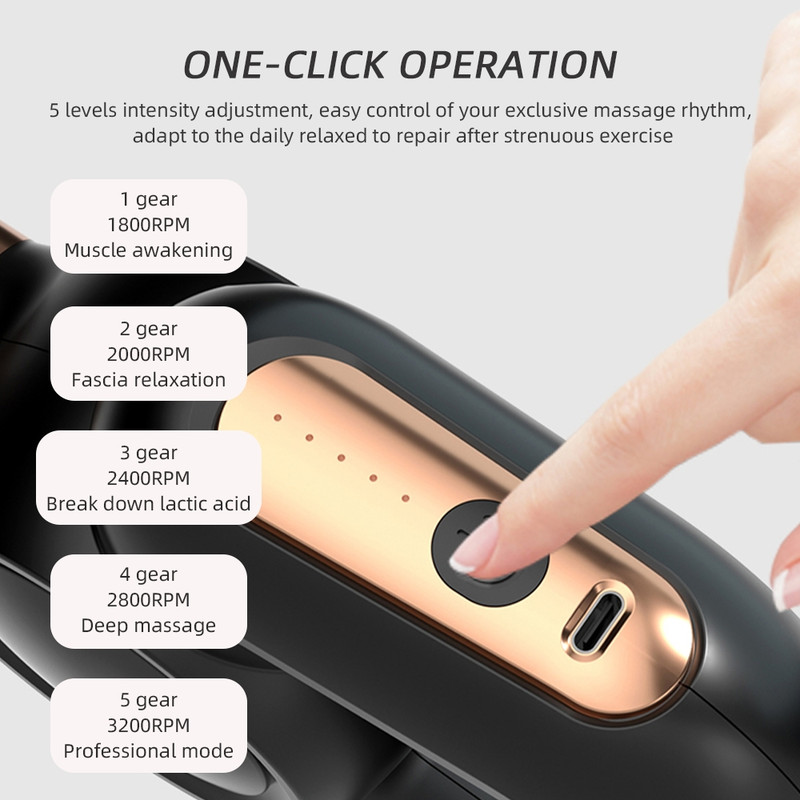 Powerful Multi-Functional Vibrating Massage, 5 Gear Fascia Gun, Stretch Strap, Relieve Muscle Soreness and Weakness