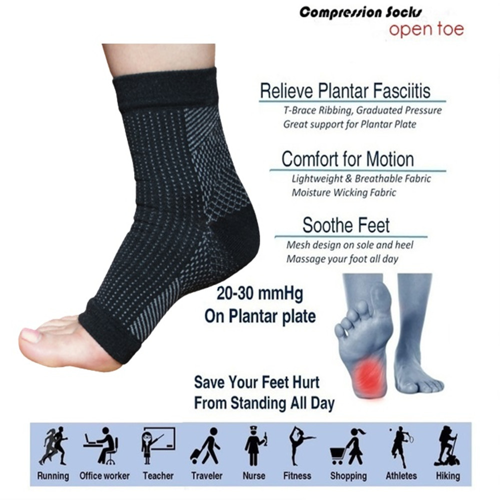 Compression Socks for Ankle Support, 1Pair Plantar Fasciitis Socks Sleeves, Injury Recovery Eases Swelling Women Men