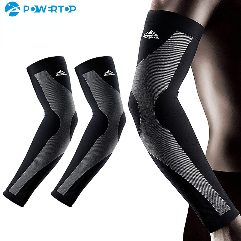 1Pair Compression Arm Sleeves, Ice Silk Sun Protection, Unisex Cycling Sleeves Against Sun Hands