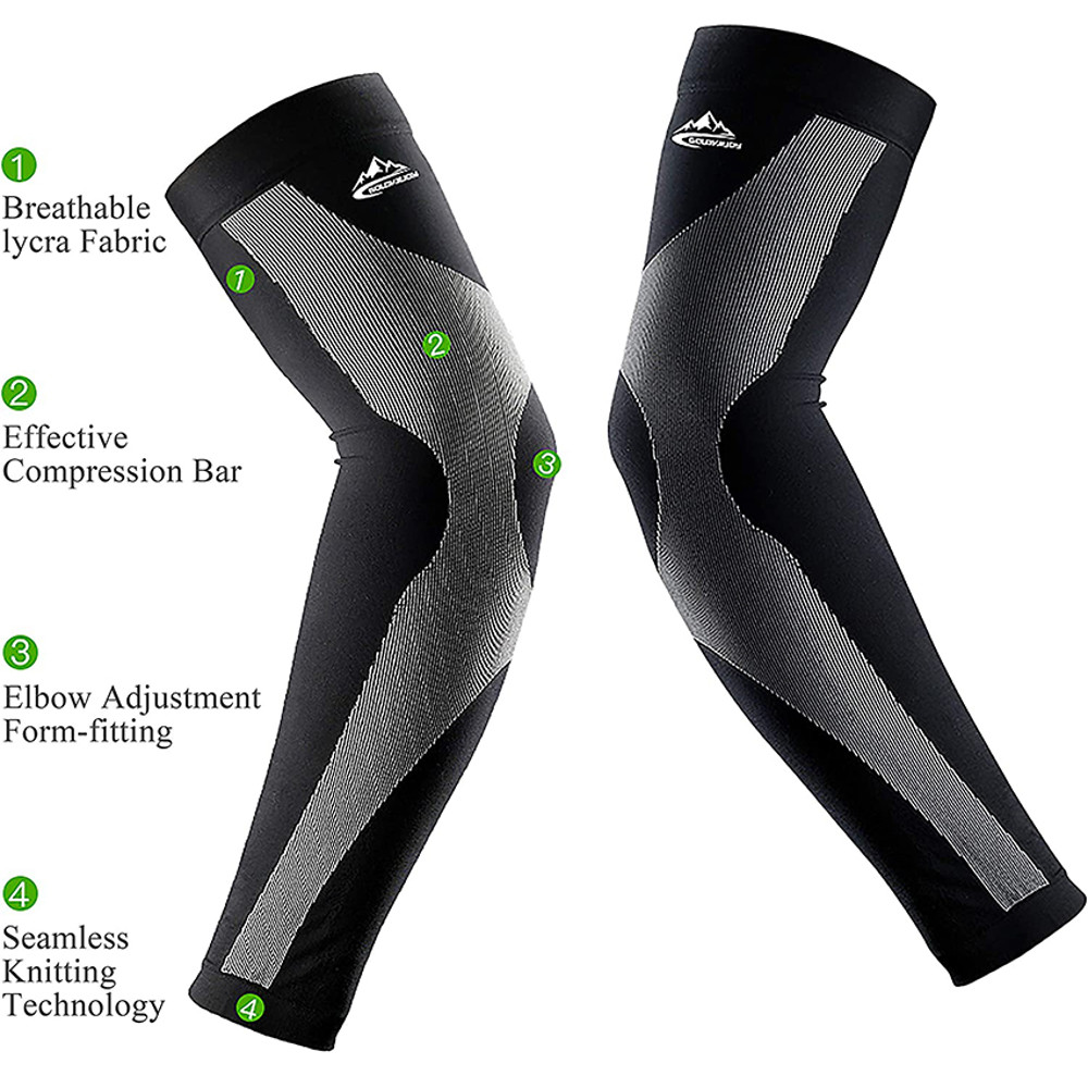 1Pair Compression Arm Sleeves, Ice Silk Sun Protection, Unisex Cycling Sleeves Against Sun Hands