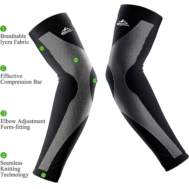 1Pair Compression Arm Sleeves, Ice Silk Sun Protection, Unisex Cycling Sleeves Against Sun Hands