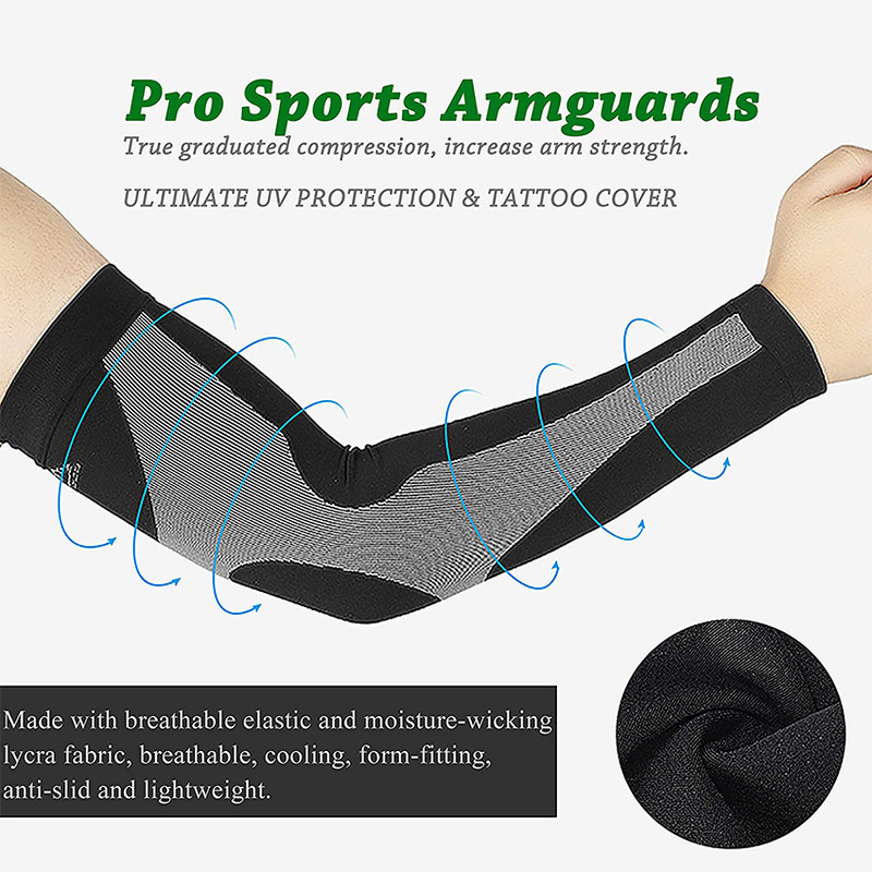 1Pair Compression Arm Sleeves, Ice Silk Sun Protection, Unisex Cycling Sleeves Against Sun Hands