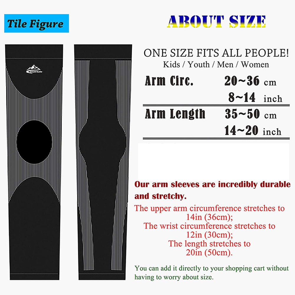 1Pair Compression Arm Sleeves, Ice Silk Sun Protection, Unisex Cycling Sleeves Against Sun Hands