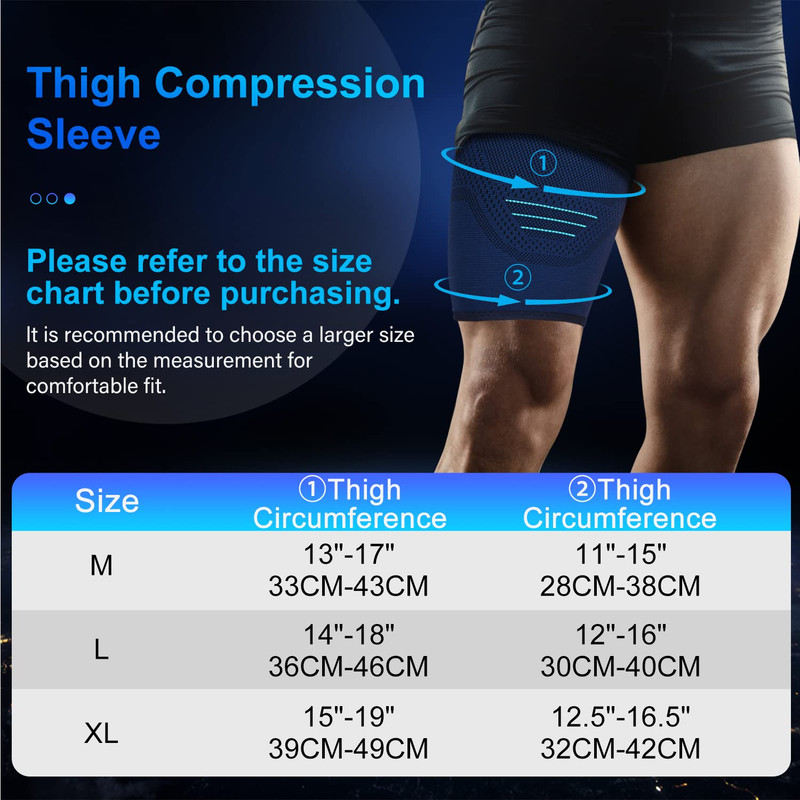 Anti-slip Breathable Quad and Hamstring Support Brace, 1Pcs Thigh Compression Sleeve, Upper Leg Compression Wrap