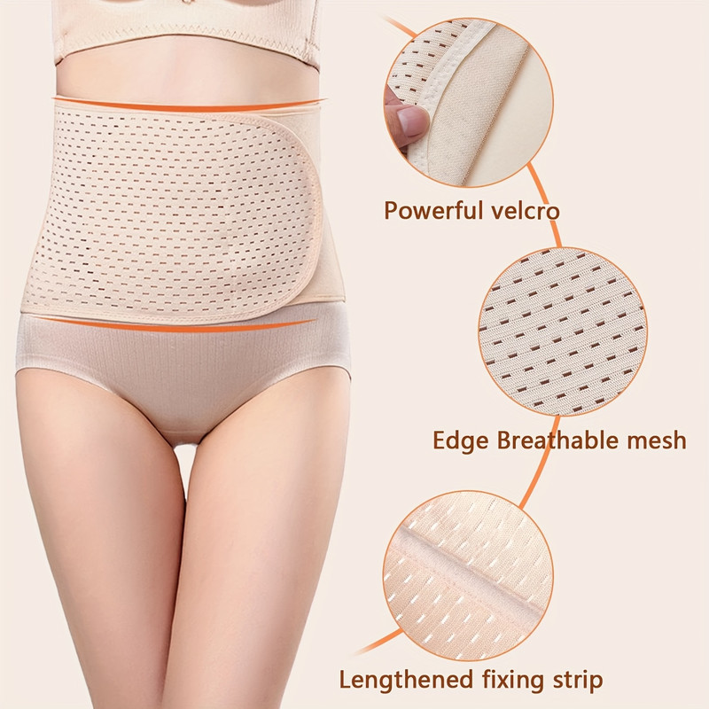 Black Polyester Abdominal Shaping Belt, Adjustable Breathable Lumbar Support Belt, Targeted Compression Pads Lower Back