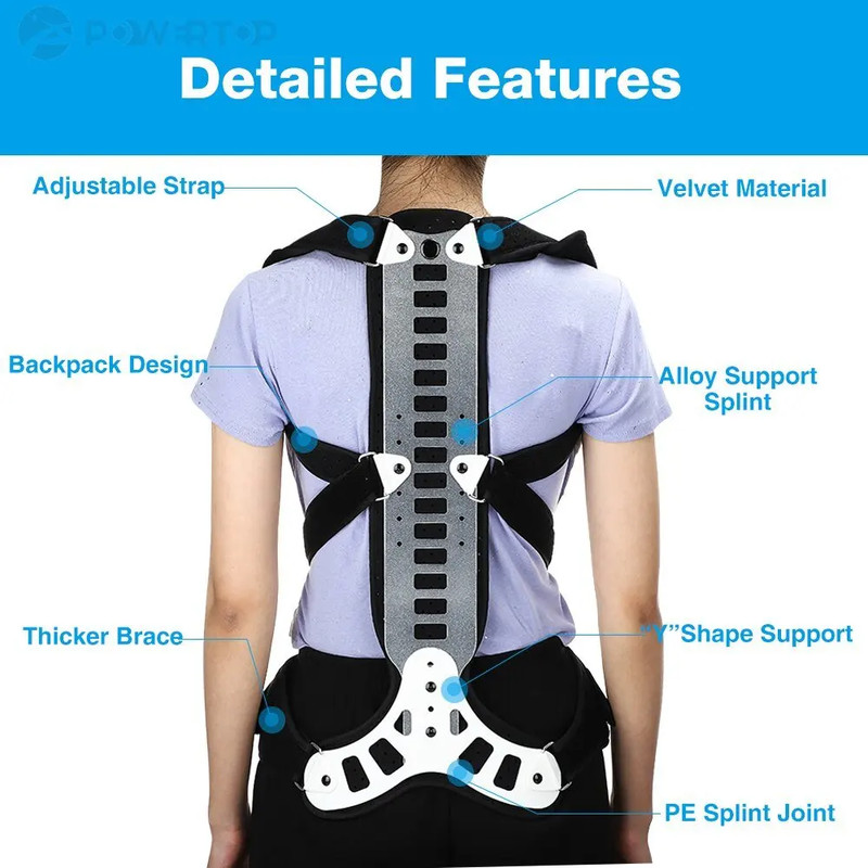 Shoulder Waist Back Posture Corrector Spine Support Brace Belt Humpback Correction Standing Sitting 1