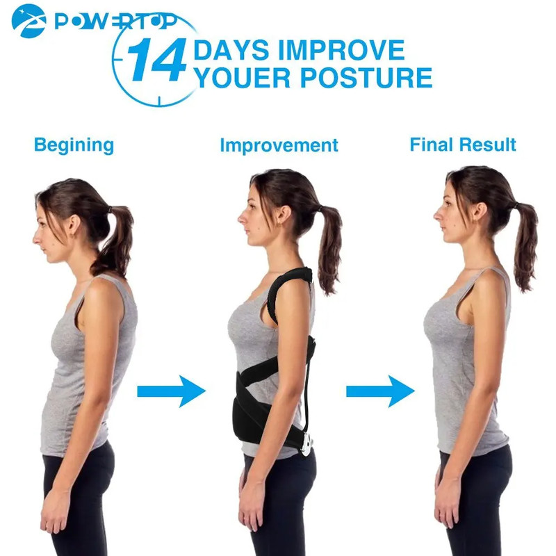 Shoulder Waist Back Posture Corrector Spine Support Brace Belt Humpback Correction Standing Sitting 3