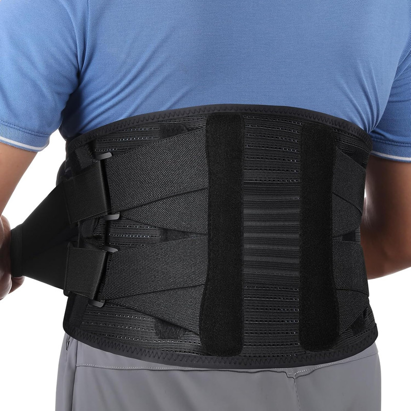 Breathable Back Brace For Lower Back Pain 4 Metal Supports Four Elastic Bands Strong Support 4