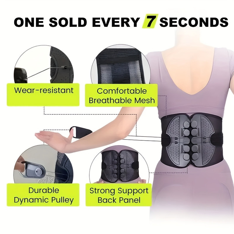 Lumbar Corrector Unisex Belt Comfortable Breathable, Waist Support for Sciatica, Herniated Disc, Fitness Pain Relief