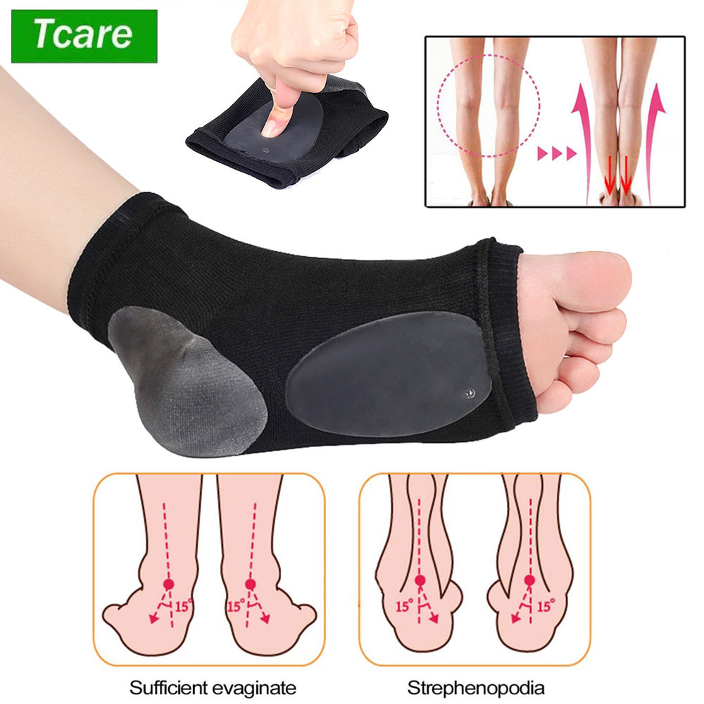 Cushioned Arch Support Sleeve 1Pair, Soft Elastic Gel Pad Fabric Arch Sock for Flat Foot Pain Relief Plantar Fasciitis