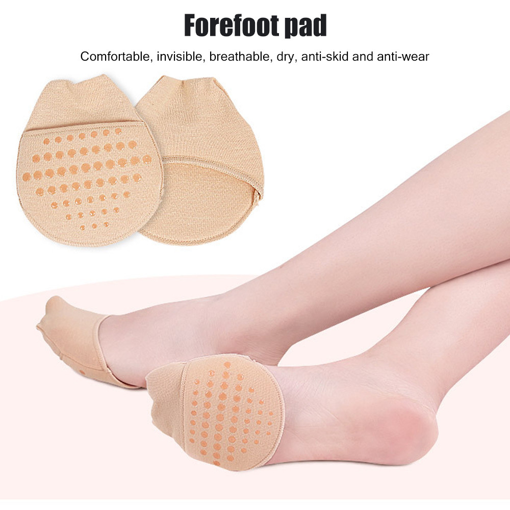 Breathable Toe Topper Liner Socks Pair, Invisible Toe Cover with Padding, Non-Skid Bottom High Heels Cushions