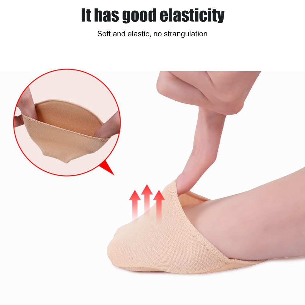 Breathable Toe Topper Liner Socks Pair, Invisible Toe Cover with Padding, Non-Skid Bottom High Heels Cushions