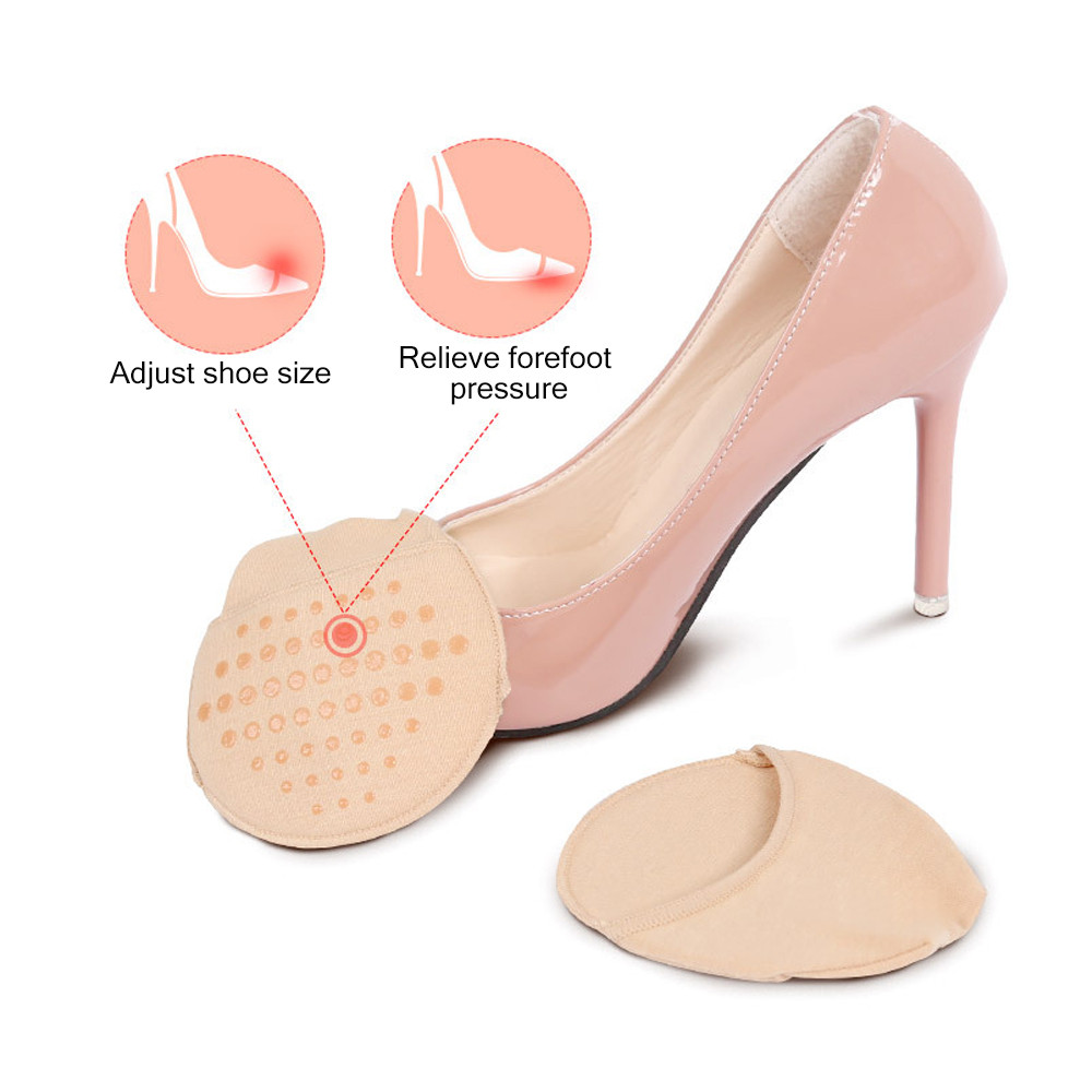 Breathable Toe Topper Liner Socks Pair, Invisible Toe Cover with Padding, Non-Skid Bottom High Heels Cushions