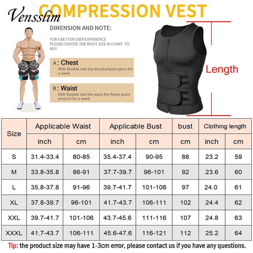 Vensslim Workout Tops Fat Burner Shapewear, Men Body Shaper Waist Trainer Vest Slimming Compression Undershirt Sauna
