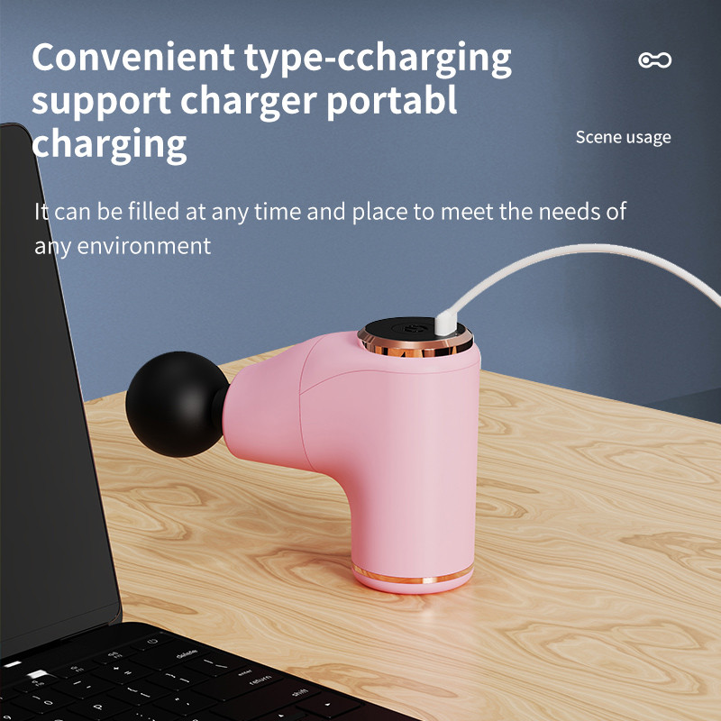 Ultra Quiet Compact Mini Portable Fascia Gun, 900mAh Brushless Motor Rechargeable, 4 Switchable Massage Heads